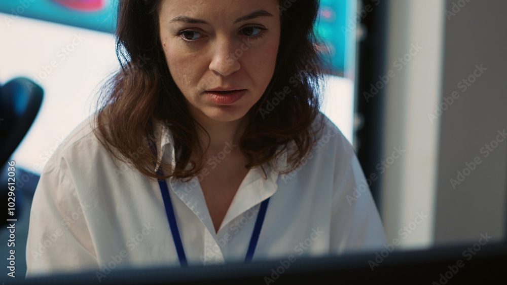 Poster company analyst reviewing infographics progress and success to help with achieving strategic objecti