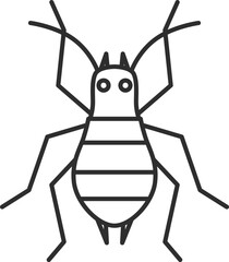線画ミニ昆虫の単品アイコン　アブラムシ