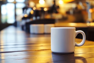 Obraz premium Blank white mugs on display in a Print on Demand production setup - custom printing - e-commerce industry