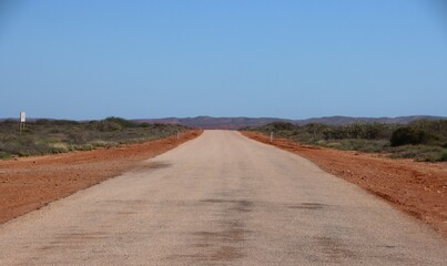 Road leading to the Cape Range National Park near Exmouth, Western Australia.