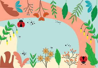 Abstract flower and leave background Vector design border beautiful frame