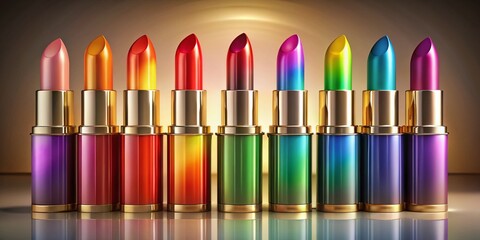 Vibrant Rainbow Lipstick Silhouette - Beauty Cosmetics Concept for Stunning Illustrations