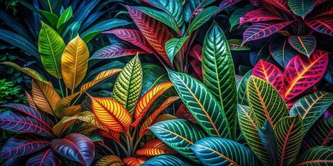 Vibrant Tropical Foliage with Bold Colorful Patterns and Textures for Stunning Candid Photography