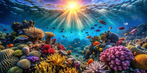 Vibrant Underwater Coral Reef in the Red Sea - A Stunning High Dynamic Range Experience