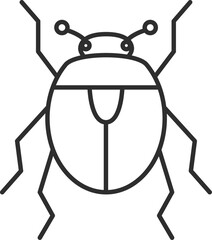 線画ミニ昆虫の単品アイコン　カブトムシ　メス