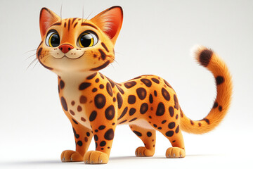 Cute Ocicat: An Ocicat with its spotted coat standing confidently against a white background.