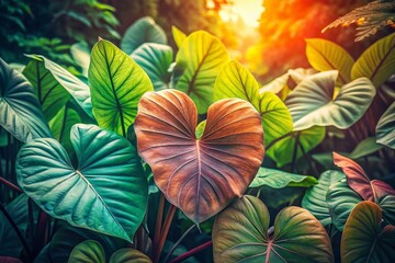 Obraz premium Vintage Elephant Ears Photography - Capturing the Beauty of Nature's Foliage