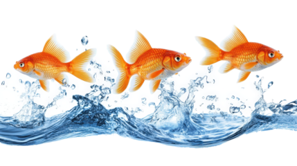 goldfish jumping out of the water, isolated, transparent, png, background