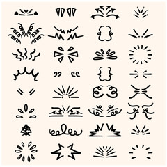 Doodle line sparkles and rays With illustration style doodle and line art