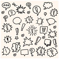 speech bubbles With illustration style doodle and line art