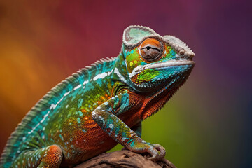 Obraz premium chameleon with colourful background