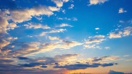 Obraz premium sky with clouds, sky and clouds, scenic view of clouds in the sky, golden hour