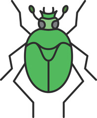 カラーミニ昆虫の単品アイコン　カナブン