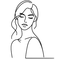 Silhouette sketch portrait of beautiful woman one line art vector design