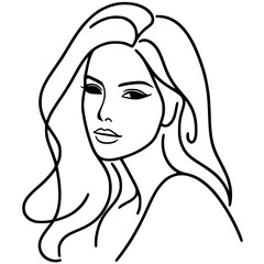 Silhouette sketch portrait of beautiful woman one line art vector design