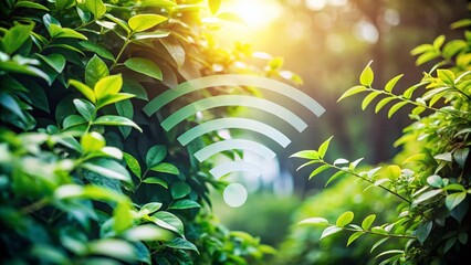 WiFi Symbol Surrounded by Nature's Greenery - High Dynamic Range Image for Connectivity and Environment