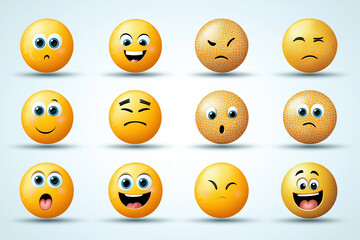 A collection of colorful emoji expressions showcasing various emotions and reactions