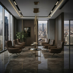 Fototapeta premium Luxury office interior, high-class and luxurious modern office, simple and elegant interior, corporate and global company office.