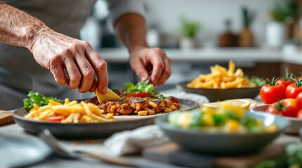 cooking in the kitchen, close up of a making delicious foods in the kitchen, food on the table