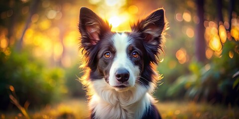 Fototapeta premium Young Border Collie Dog with Soft Floppy Ears - Adorable Portrait Photography