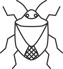 線画ミニ昆虫の単品アイコン　カメムシ