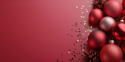 Closeup view of Christmas baubles against a vibrant background 