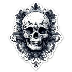 Fototapeta premium Classic Skull with Thorns - Grim and Macabre Illustration