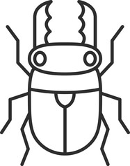 線画ミニ昆虫の単品アイコン　クワガタ