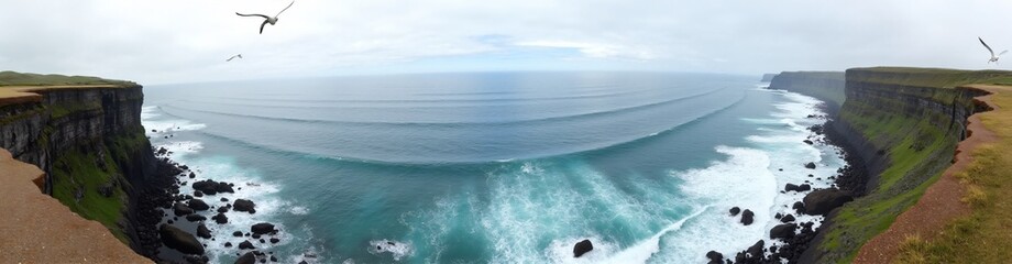 Fototapeta premium 360 degree Cliffside Ocean View, 360 degree photo. HDRI spherical panorama.