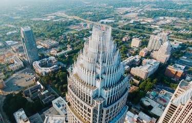 The Bank of America Corporate Center and downtown city skyline, Charlotte, North Carolina, United States. © Zenstratus
