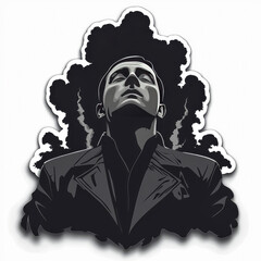 Naklejka premium Person Overwhelmed by Darkness Graphic