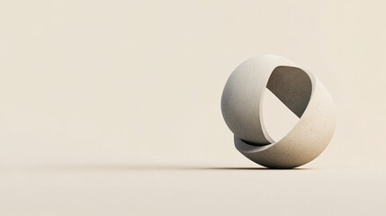 Sleek Geometric 3D Render of Minimalist Abstract Sculpture in Neutral Tones with Clean Lines and Smooth Surfaces