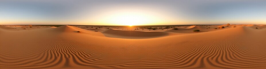 360 degree Desert Dunes at Sunrise, 360 degree photo. HDRI spherical panorama.