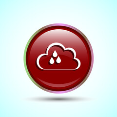 Cloud Icon Design Illustration, Weather Icon Sign, Red Color Round Button Design