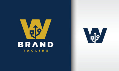 letter W USB tech logo