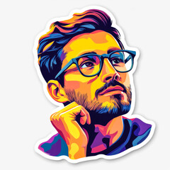 Cartoon Portrait of a Man in Thought � Creative Idea Art