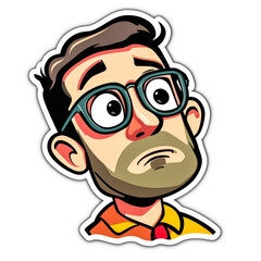 Obraz premium Cartoon Nerdy Guy with Glasses - Funny Character Illustration
