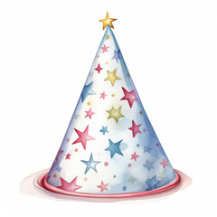 Colorful Star-Patterned Party Hat Illustration - Perfect for Birthdays and Celebrations