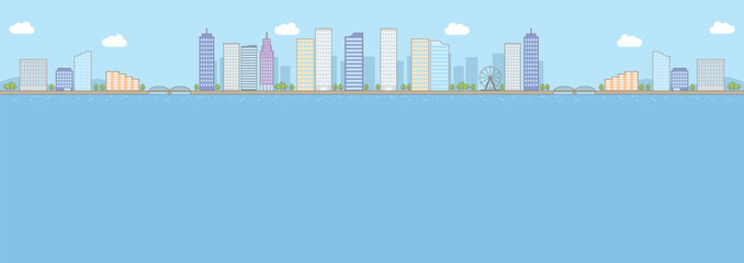 川・海から見た都会の街並み