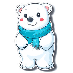 Fototapeta premium Polar Bear with Scarf, Cute Vector Style