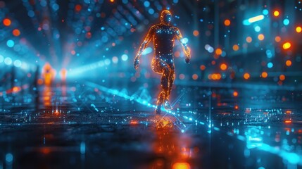 Digital Runner in a Futuristic City