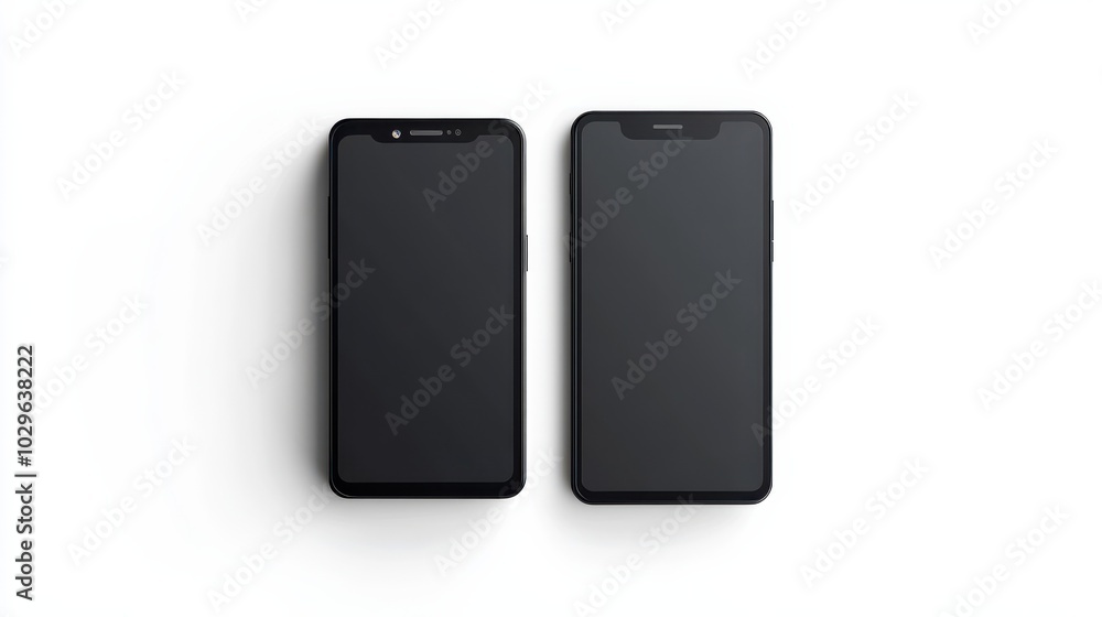 Wall mural two smartphones displayed side by side on a white background.