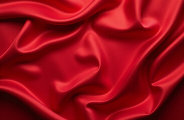 Obraz premium Luxurious red satin fabric with elegant folds, showcasing texture and richness in color, perfect for fashion or decor purposes