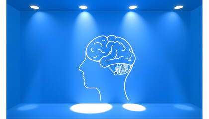 Psychology Concept on Blue in Flat Design Style isolated with white highlights, png