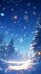 Christmas themed snowy background with falling snowflakes