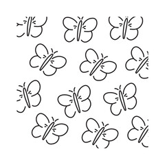 Black line art butterfly pattern background design. templates pattern