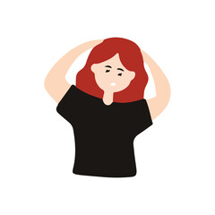 woman depression character illustration design. sad, anxiety, ilness, alone. sad woman character illustration design. Women with mental health problems. Stress and loneliness. Vector illustration.