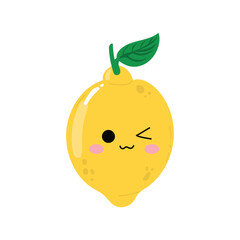 lemon character isolated on white background. emoticon, emoji, sticker collection