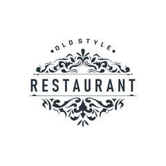 luxury simple line ornament decoration logo design with vintage retro illustration templet