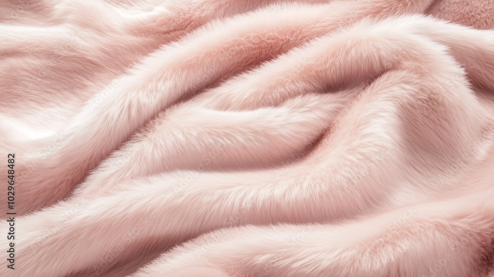 Poster soft pink faux fur fabric draped elegantly on a surface displaying its smooth texture and gentle wav